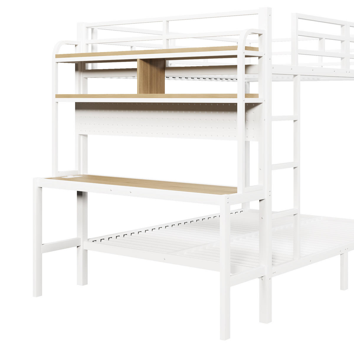 ETAGENBETT 140/200 cm aus Metall mit Schreibtisch, Weiß - Weiß, Metall (140/200cm) - OKMYHOME