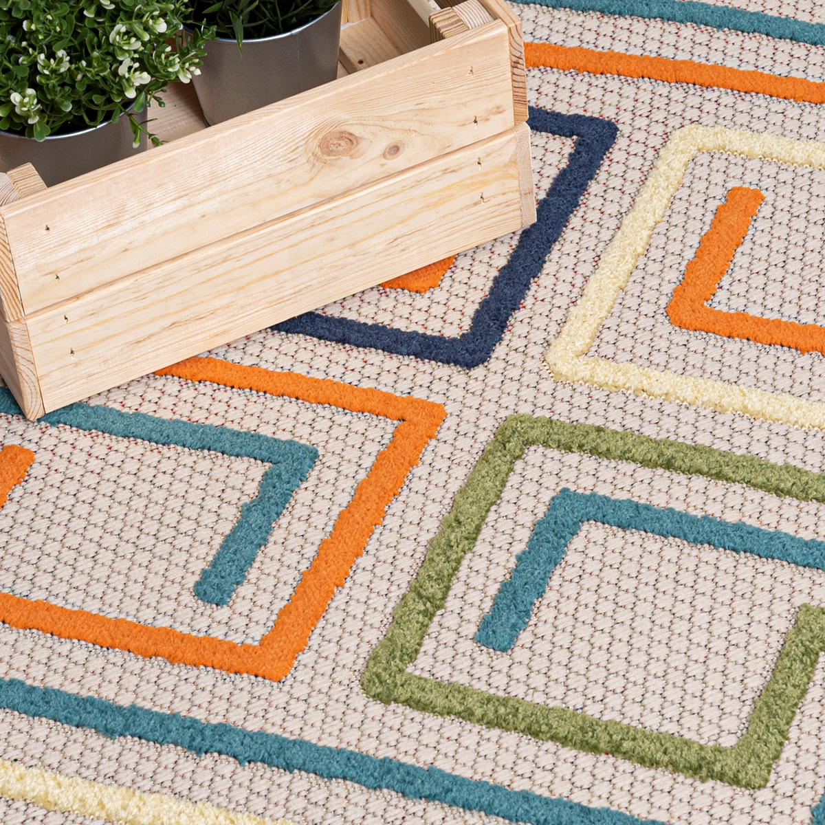 TEPPICH Outdoor Bunte Geometrisch Kurzflor Rechteckig - 160x230 cm - Grün, Textil (160/230cm) - Mazovia