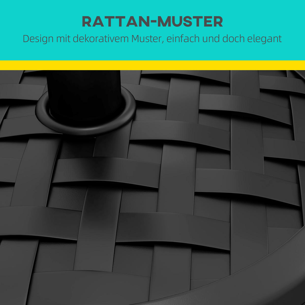 SONNENSCHIRMSTÄNDER HDPE Beton Schwarz - Schwarz, Kunststoff (45/45cm) - Outsunny