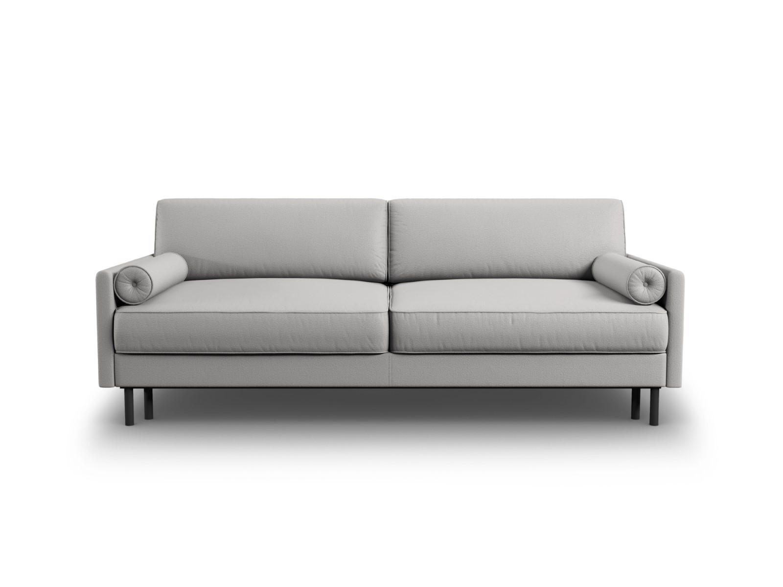 AUSKLAPPBARES-SOFA mit Bettkasten Scott aus strukturiertem Stoff hellgrau 3 Sitzplätze - Hellgrau, Textil (97/87/212cm) - Micadoni