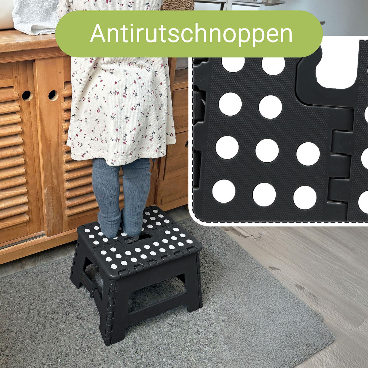 KLAPPHOCKER, 29x22x22 cm, 100% Kunststoff - Schwarz, Kunststoff (29/22/22cm) - Zollner