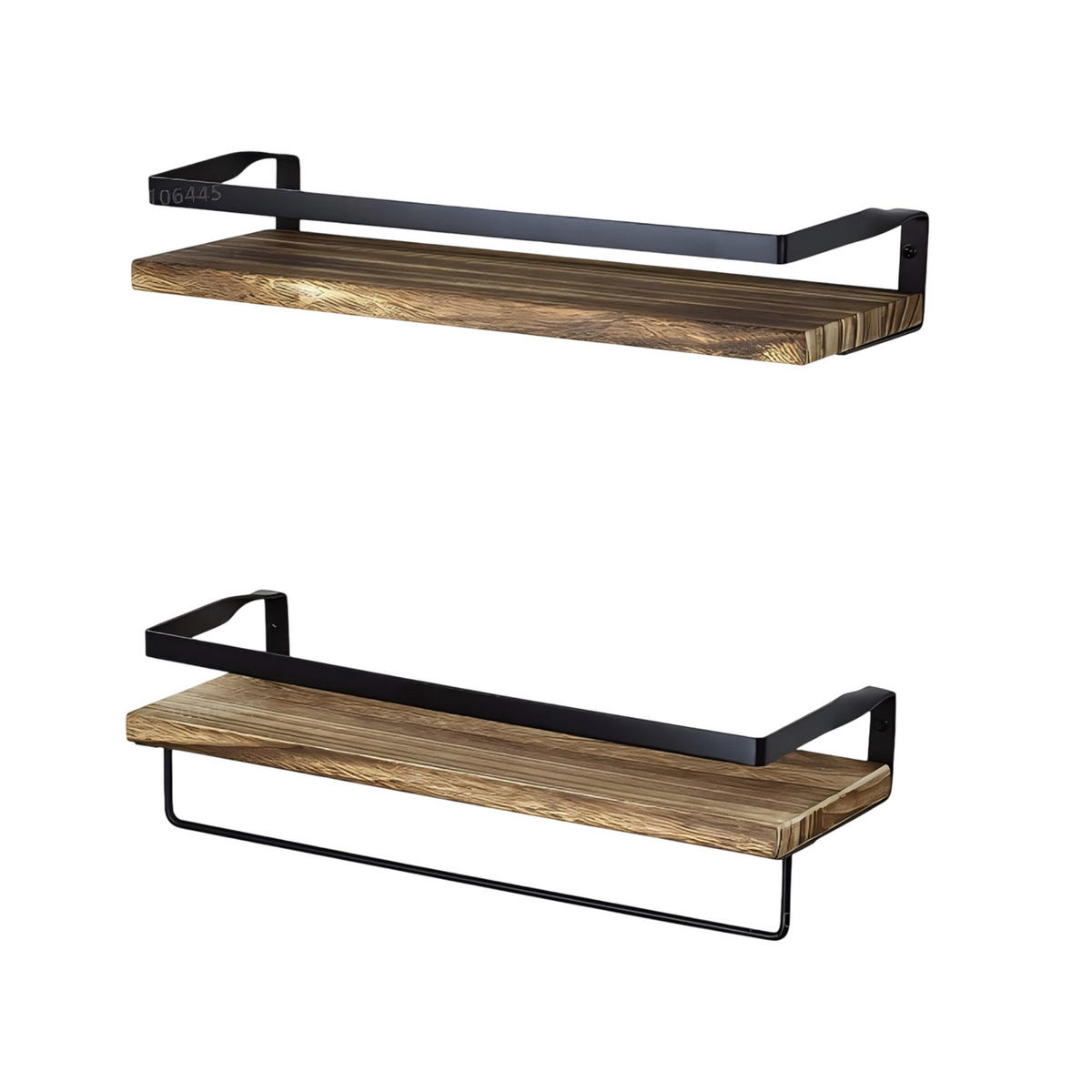 2-DIELNE nástenné police - svetlohnedá, kov/drevo (40/13.5/15cm) - Relaxdays