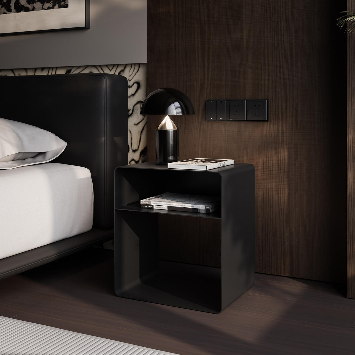 NACHTSCHRANK LANA 45/35/50 cm Schwarz - Schwarz, Metall (45/50/35cm) - Idohome