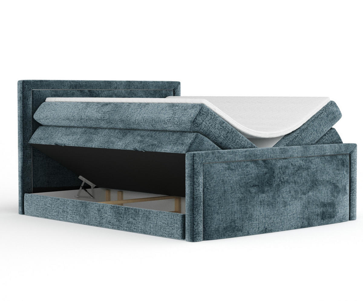 BOXSPRINGBETT Lavenda Blau 180/200 cm - Blau/Schwarz, Holz/Holzwerkstoff (180/200cm) - Maison de Reve