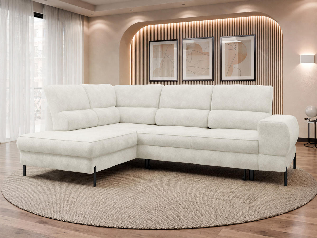 ECKSOFA Clinton, Seite: Links - Beige/Schwarz, Holz/Kunststoff (253/174cm) - MIRJAN24