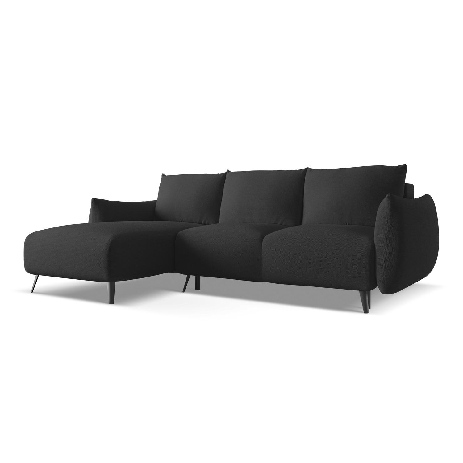 ECKSOFA mit Schlaffunktion Chenille Stoff Schwarz - Anthrazit/Schwarz, Textil/Metall (162/242cm) - LaMiaSofa