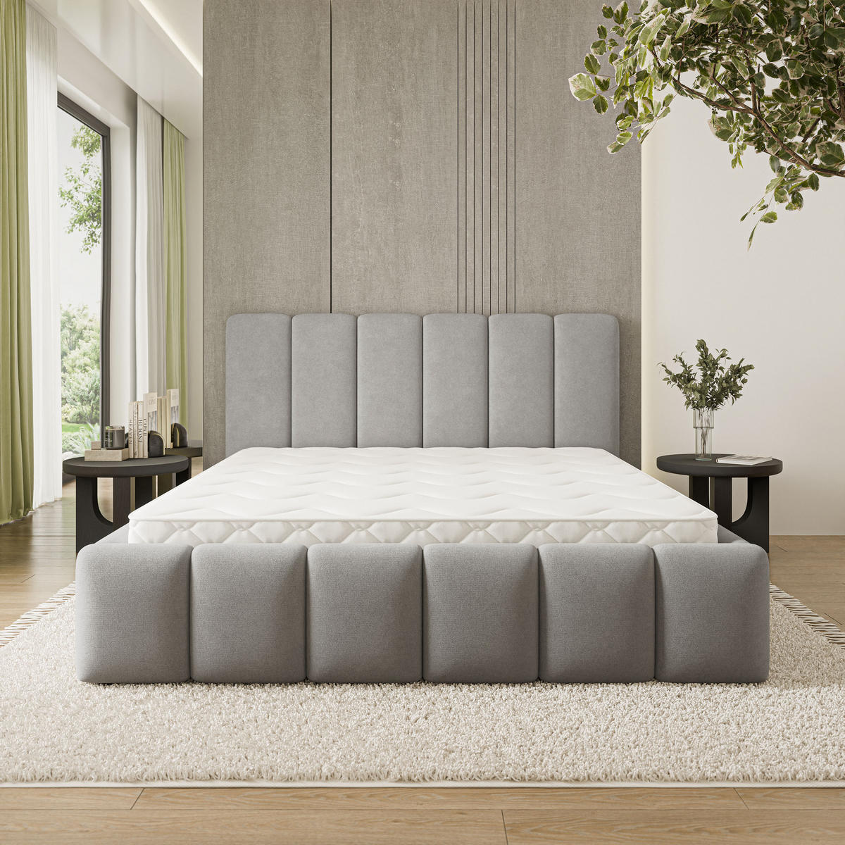 POLSTERBETT ATTORA SR 120x200 cm mit Bettkästen - Grau - Grau, Holz (120/200cm) - MASSENO