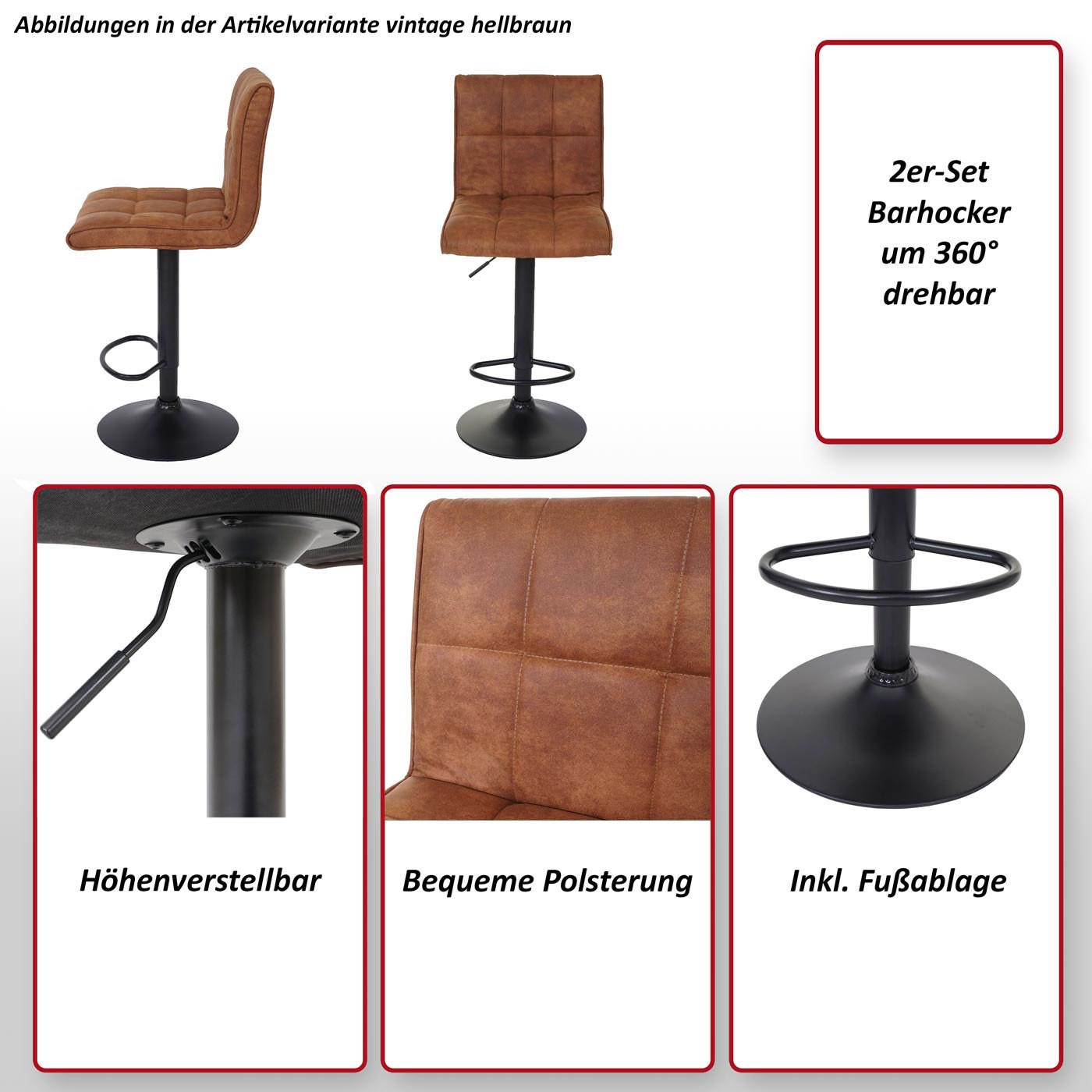 Thumbnail - MCW Barhocker, Braun, Textil, 44x116x46 cm, Esszimmer, Barmöbel, Barhocker