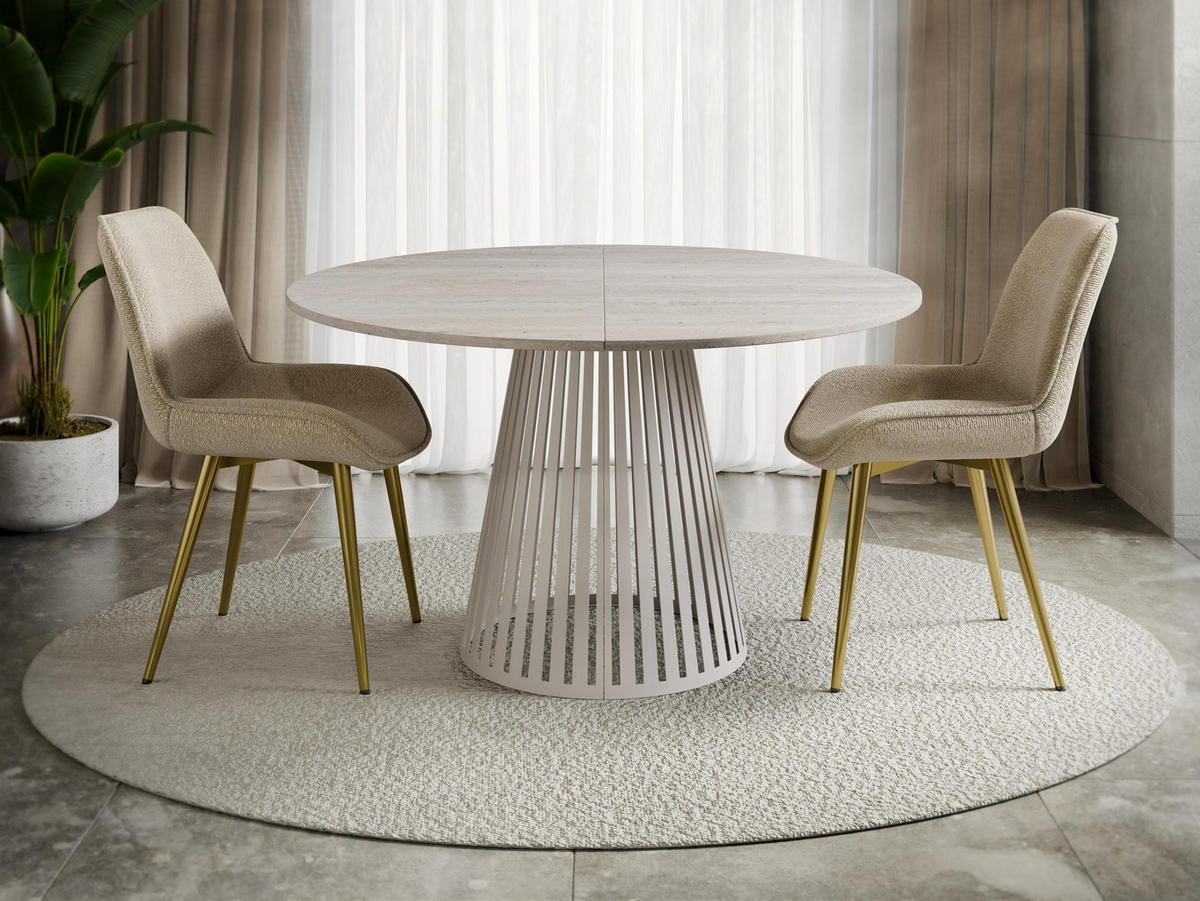 ESSTISCH ausziehbar Cone Cashmere 120 - Kaschmir/Ecru, Holzwerkstoff/Metall (120/120/76cm) - MIRJAN24