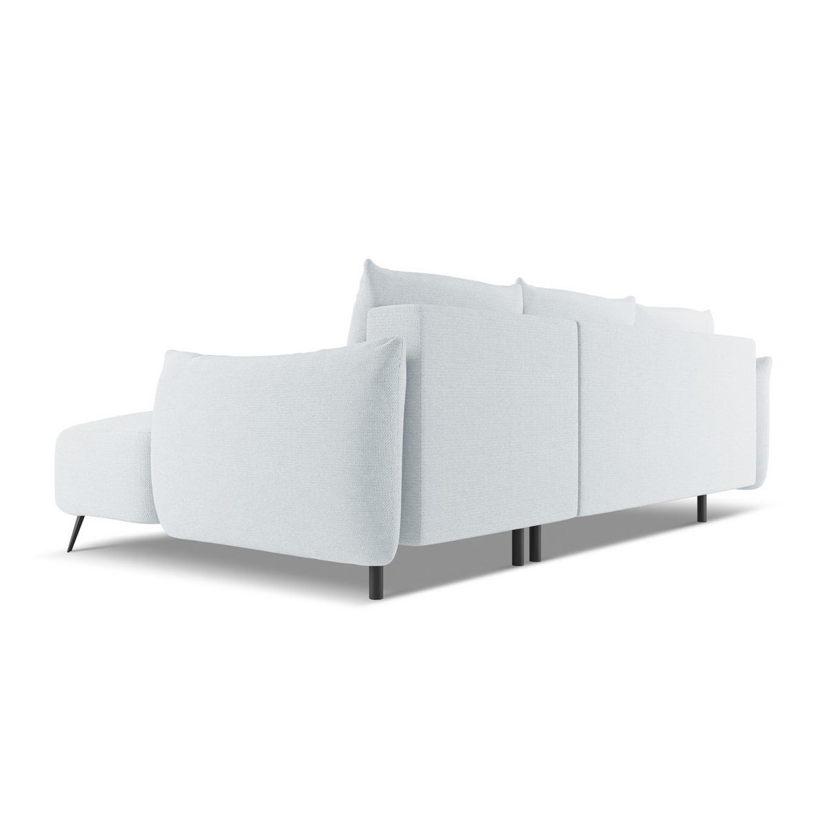 ECKSOFA mit Schlaffunktion Chenille Stoff Blau - Blau/Schwarz, Textil/Metall (242/162cm) - LaMiaSofa