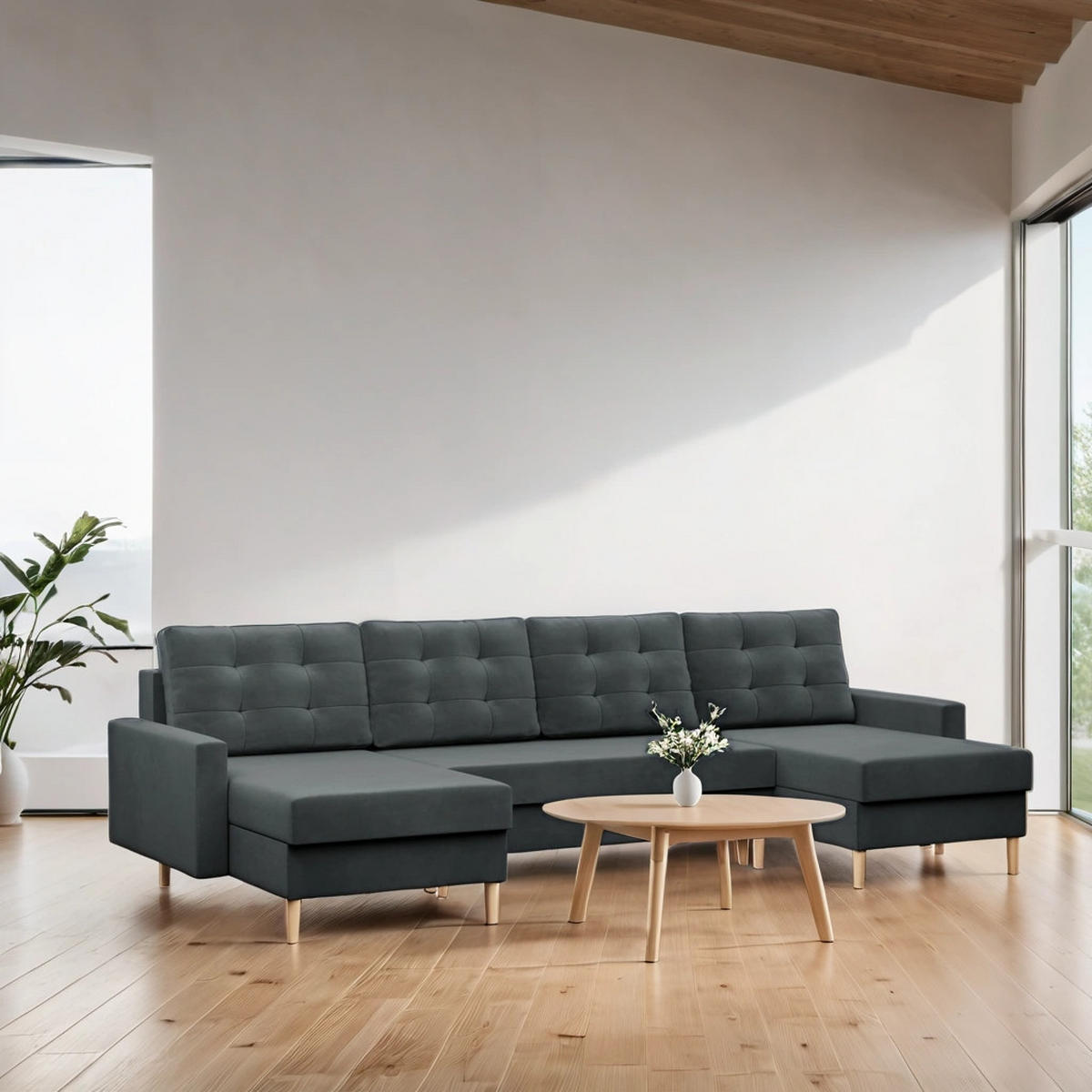 WOHNLANDSCHAFT Blank dunkelgrau - Dunkelgrau, Textil (294/92/140cm) - SIMKAM Furniture