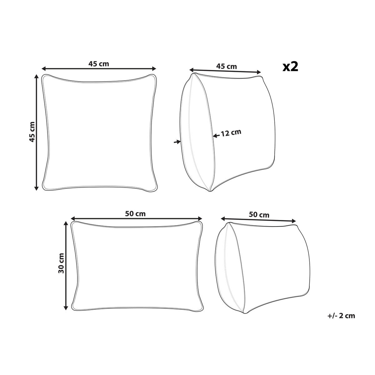 GARTENKISSEN 3er-Set Bunt 50/30 cm Vivid - Pink/Violett, Textil (45/12/45cm) - Beliani