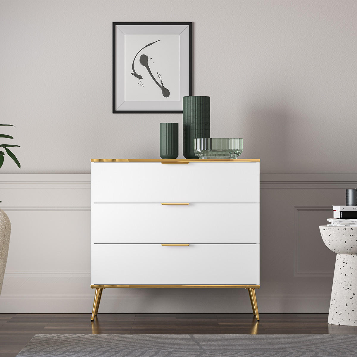 KOMMODE Zora Weiß - Weiß, Holzwerkstoff (92/88/40cm) - Petits-meubles