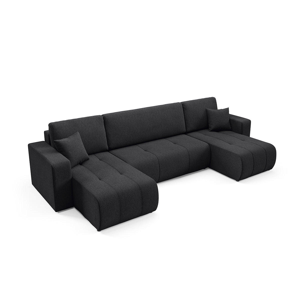 PANORAMASOFA Vasco 5 Sitzplätze Schwarz - Schwarz, Holz (318/88/145cm) - Petits-meubles