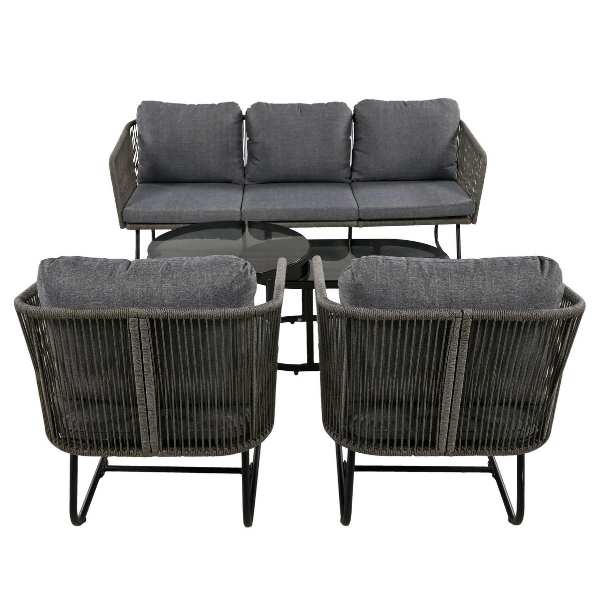 GARTENMÖBEL 166x60x76cm grau aus verzinktem Eisen und Glas - Grau, Metall - Modfu