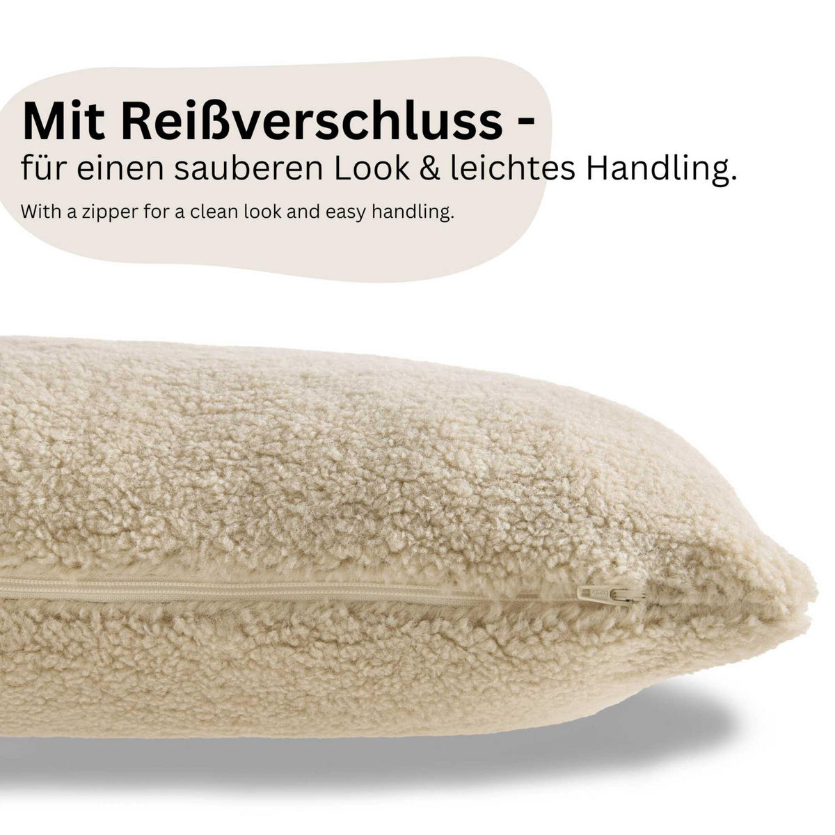 ZIERKISSENHÜLLE TEDDY - Beige, Textil (45/45cm) - Tom Tailor