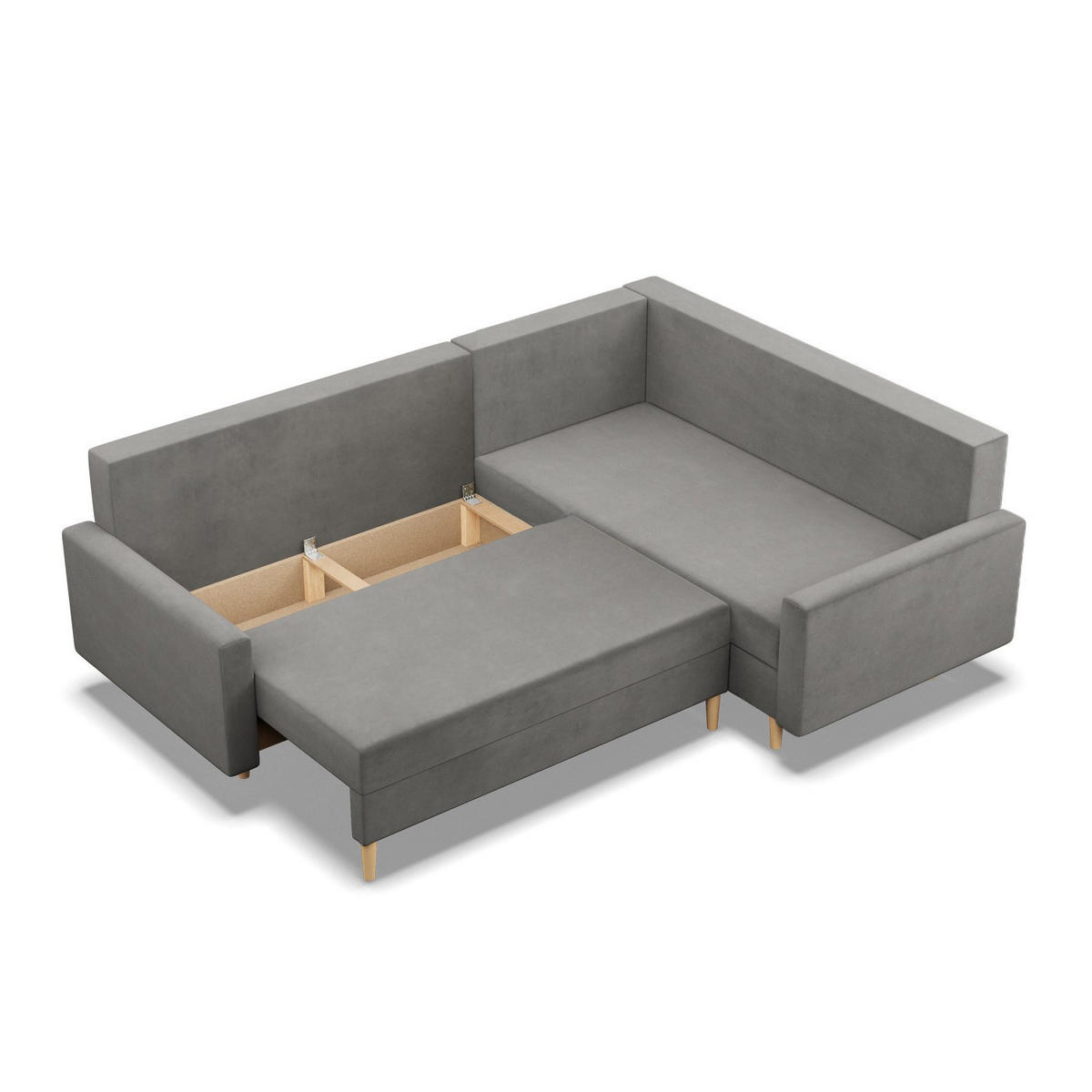 ECKSOFA LINKS MIT SCHLAFFUNKTION BLANK, Hellgrau - Grau, Textil (223/175cm) - Mebligo