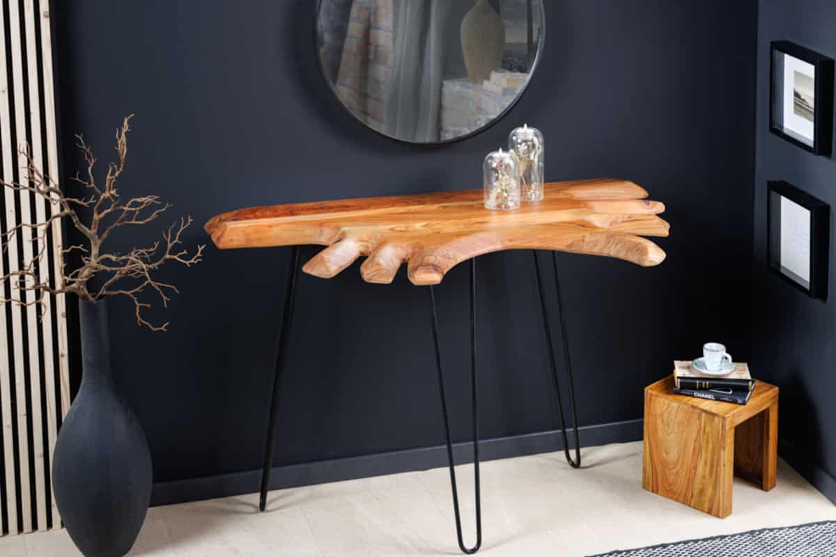 KONSOLENTISCH WILD Akazie Natur 105cm - Schwarz/Braun, Holz (52/104/80cm) - riess-ambiente