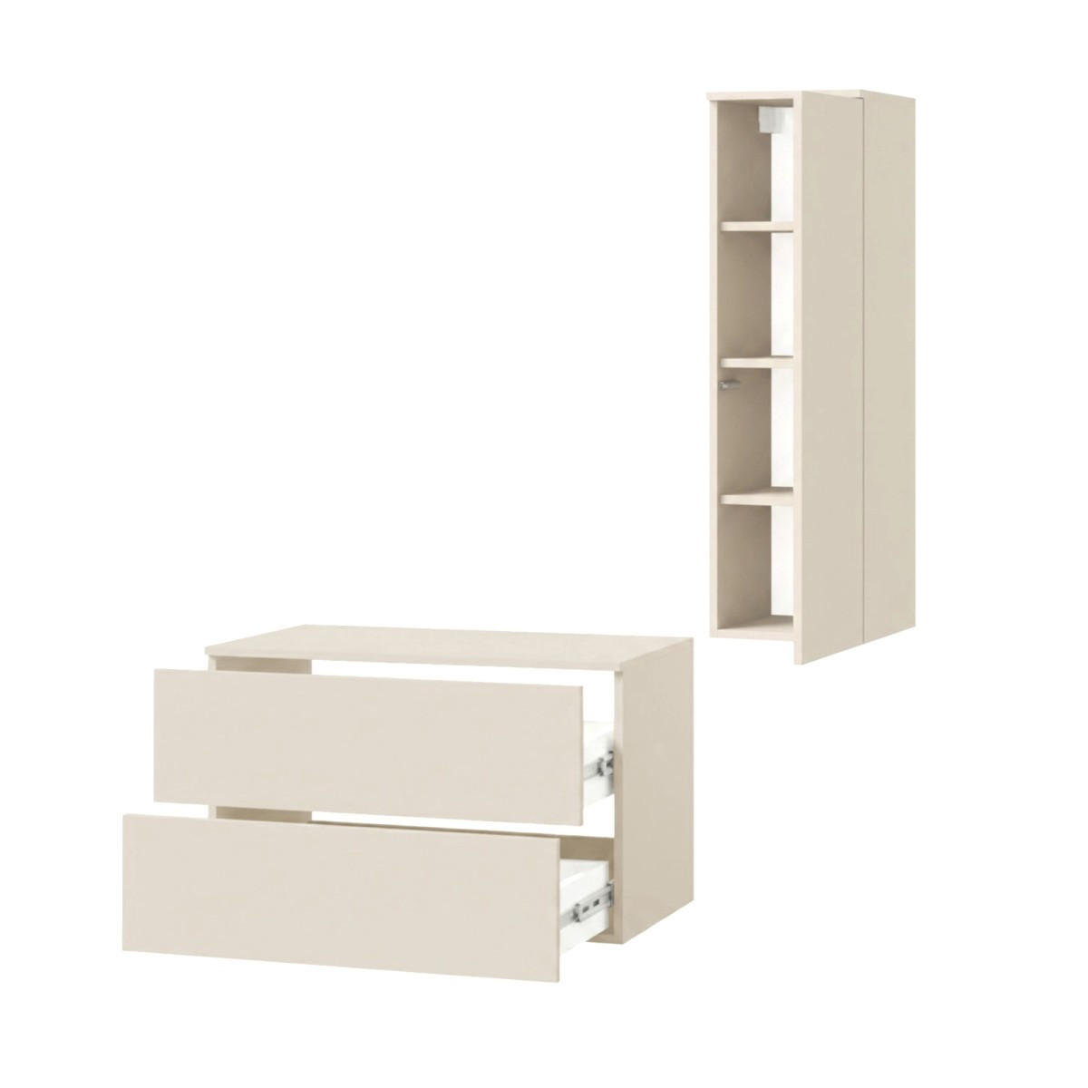 BADMÖBEL-SET Color Macadamia 2-Teilig (2S 80 + 1D 100) - Beige, Holzwerkstoff (110/160/45cm) - mzm24