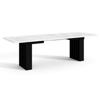 ESSTISCH Ausziehbar 160-240 cm Weiß Marmor-Optik mit Schwarzen Beinen - Weiß, Holzwerkstoff (240/80/75cm) - Home Collective