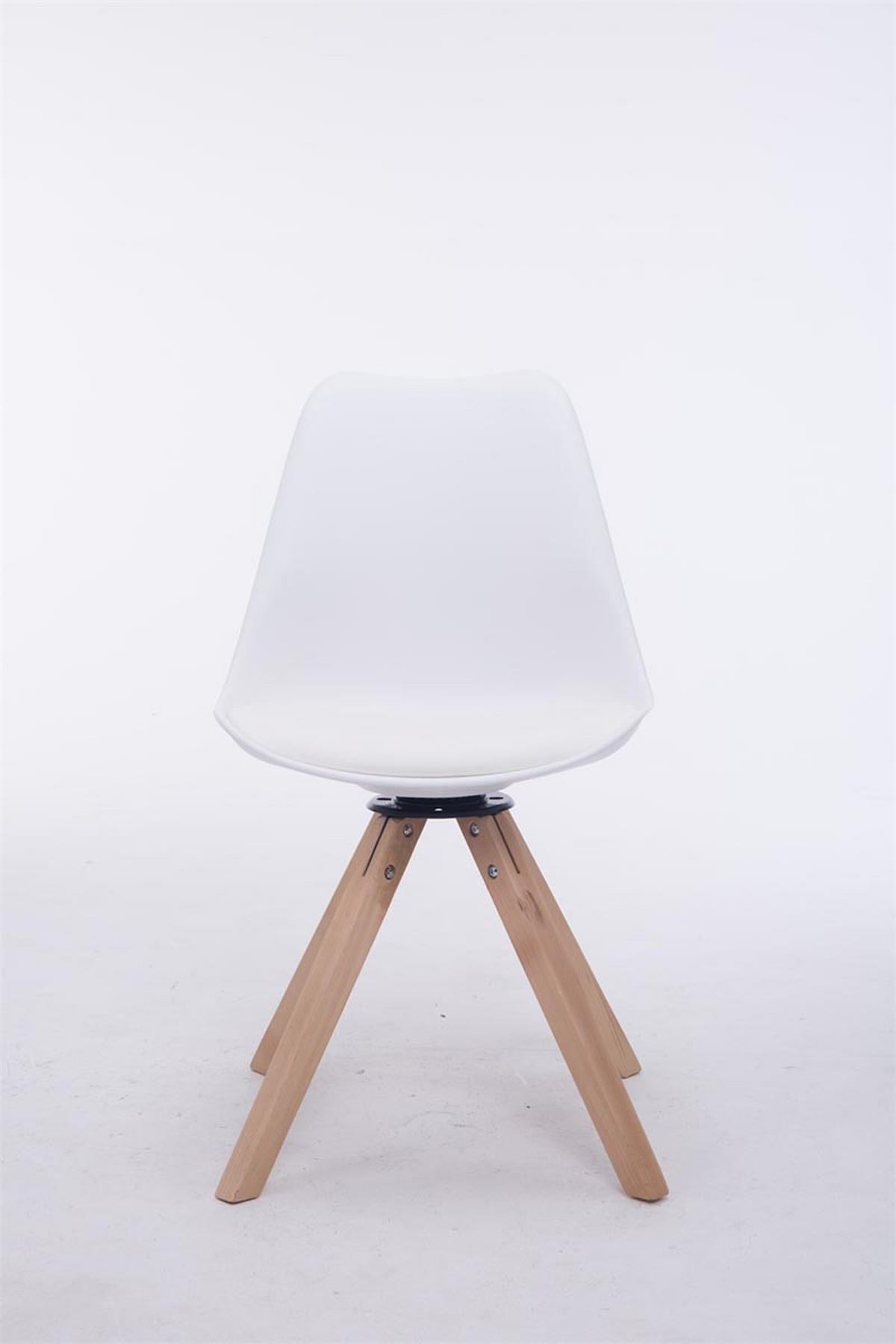 DREHSTUHL Lederlook weiß - Eukalyptusholzfarben/Weiß, Holz/Textil (48/84/56cm) - CLP