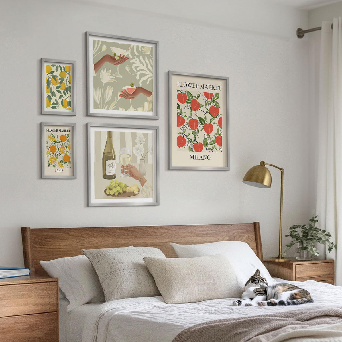 BILDER SET 5er Set - 50x50 cm & 20x30 cm & 40x60 cm Silberner Rahmen - Strandmotive, Muscheln, Wellen - Silberfarben, Kunststoff (40/60cm) - TULUP