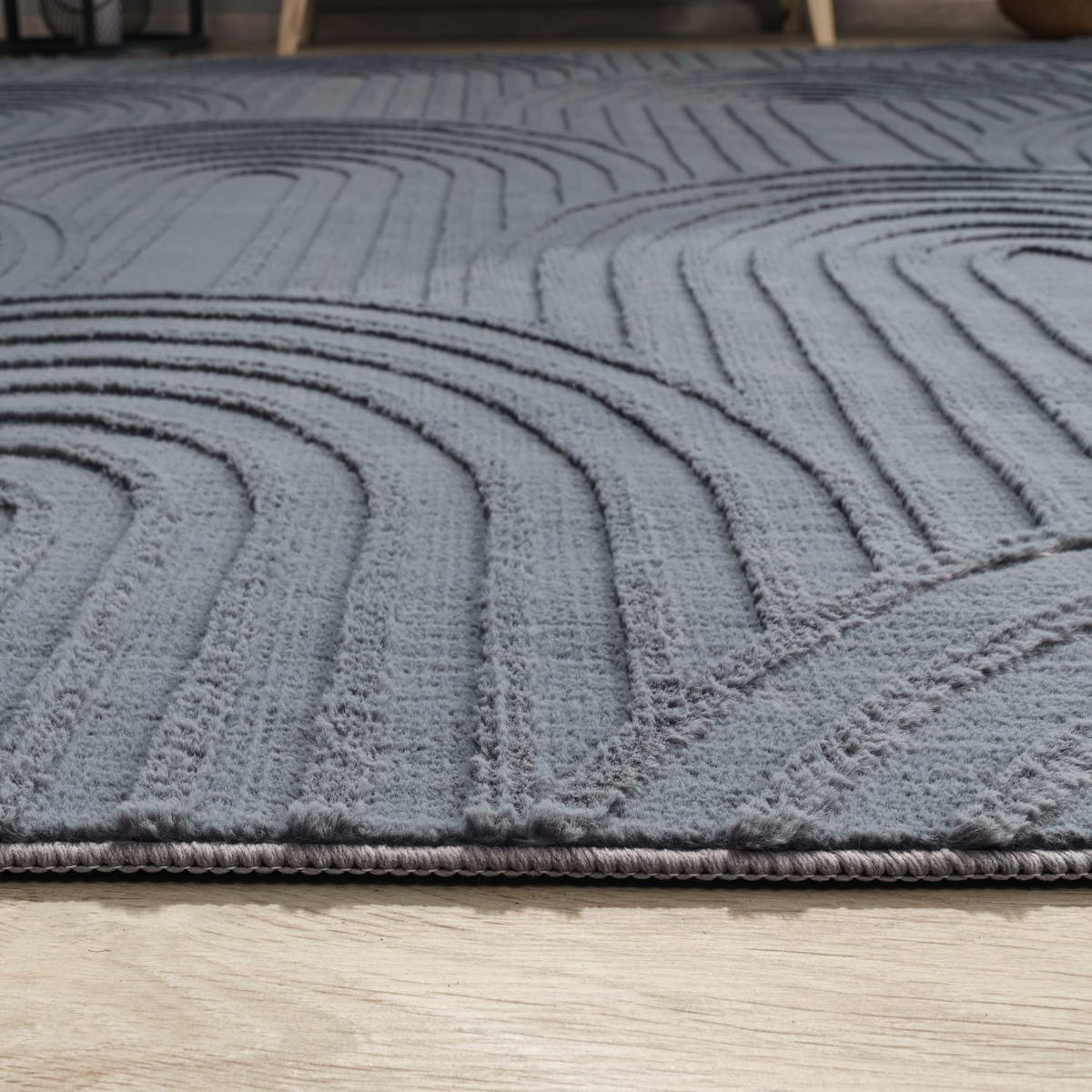 FLACHWEBETEPPICH Boho Anthrazit 80 x 150 cm - Anthrazit, Kunststoff (80/150cm) - TT Home