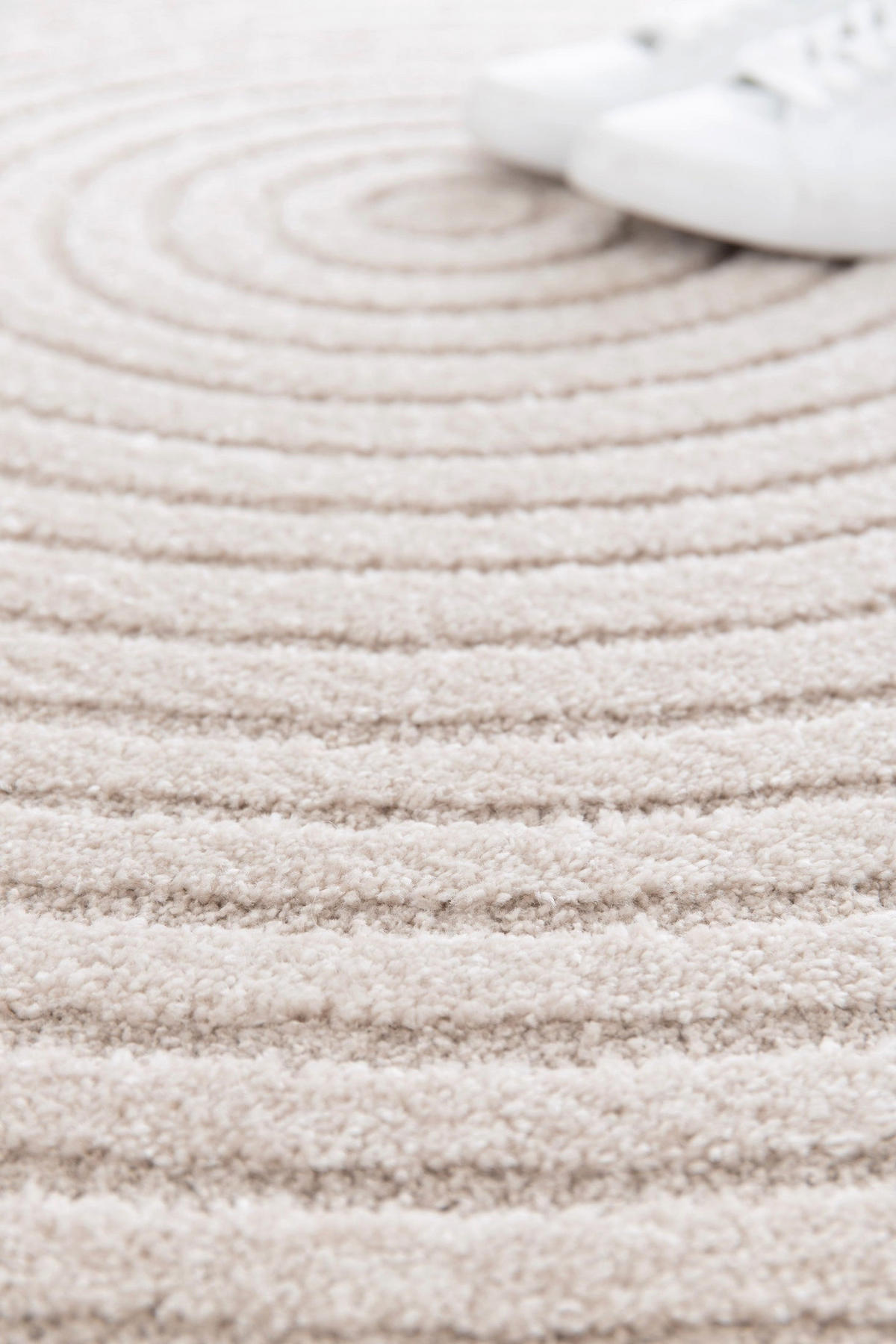TEPPICH rund Design Relief-Effekt beige - Beige, Textil (160/160cm) - AFK Living