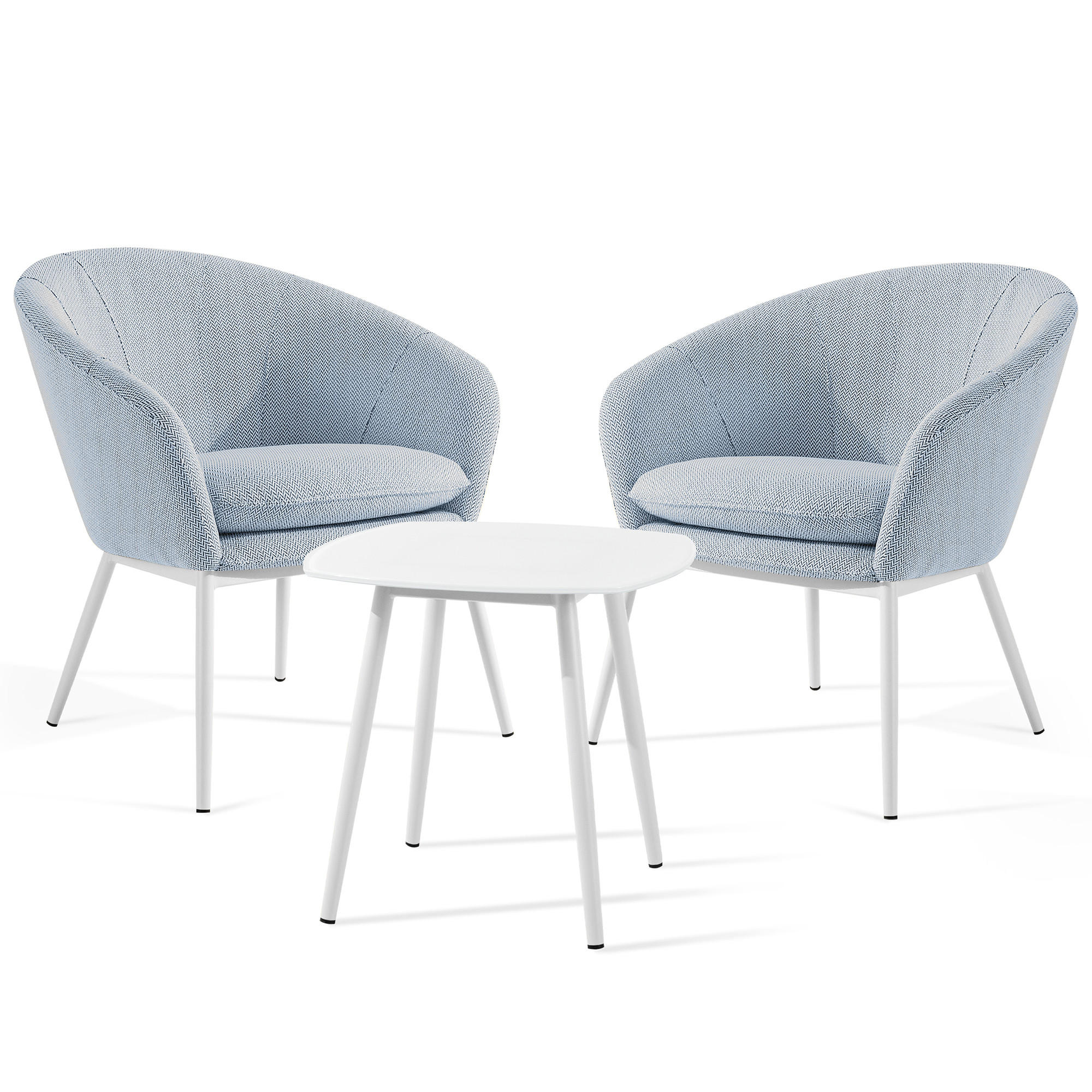 GARTENMÖBELSET SOLIS Gartenlounge-Set, blau/weiß - Blau, Textil/Metall - KONSIMO®