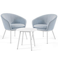 GARTENMÖBELSET SOLIS Gartenlounge-Set, blau/weiß - Blau, Textil/Metall - KONSIMO®