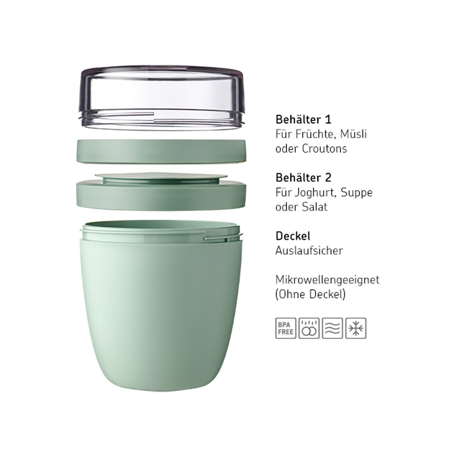LUNCHPOT SWITCH Ellipse Nordic Sage 500 ml (+ 200 ml) - Mintgrün, Kunststoff (10.7/15.1/10.7cm) - Mepal