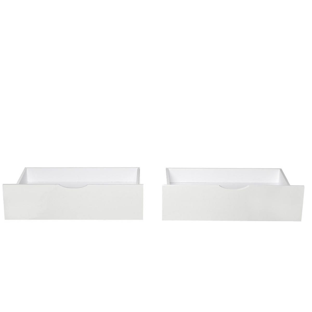 BETTSCHUBKASTEN 2er Set Weiß 82/53,3 cm - Weiß, Holz - Homestyle4u
