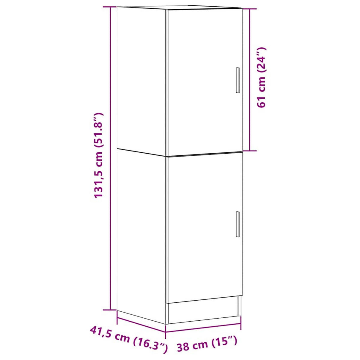 KÜCHENSCHRANK Sonoma-Eiche 38/41,5/131,5 Cm Holzwerkstoff - Braun, Holzwerkstoff (41.5/131.5/38cm) - vidaXL