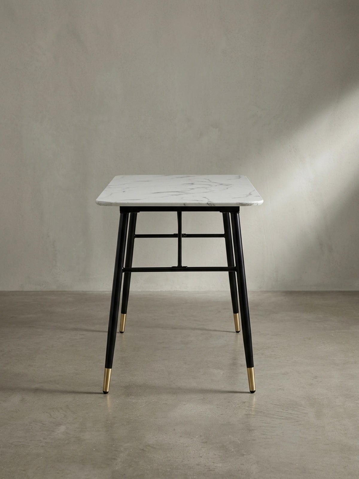 ESSTISCH Marmoroptik Metall Rechteckig Modern Klein, Weiß 140x80x76 cm - Goldfarben/Weiß, Holzwerkstoff/Metall (80/140/76cm) - KADIMA DESIGN