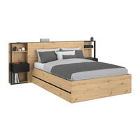 BETT mit Bettkasten - 2 Personen - Holz, Platte - Schwarz, Naturfarben Hell - Schwarz/Naturfarben, Holz (160/200cm) - Vente-Unique