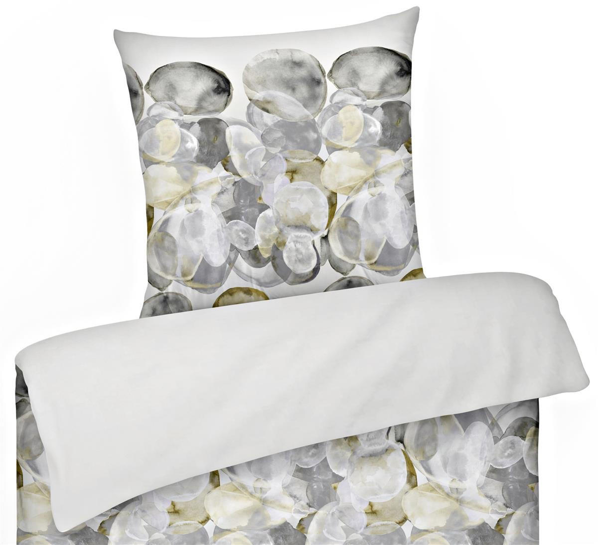 MAKO-SATIN-BETTWÄSCHE 135x200 Bettbezug Stein Muster Grau 100% Baumwolle - Made in Germany - Multicolor, Textil (135/200cm) - Carpe Sonno