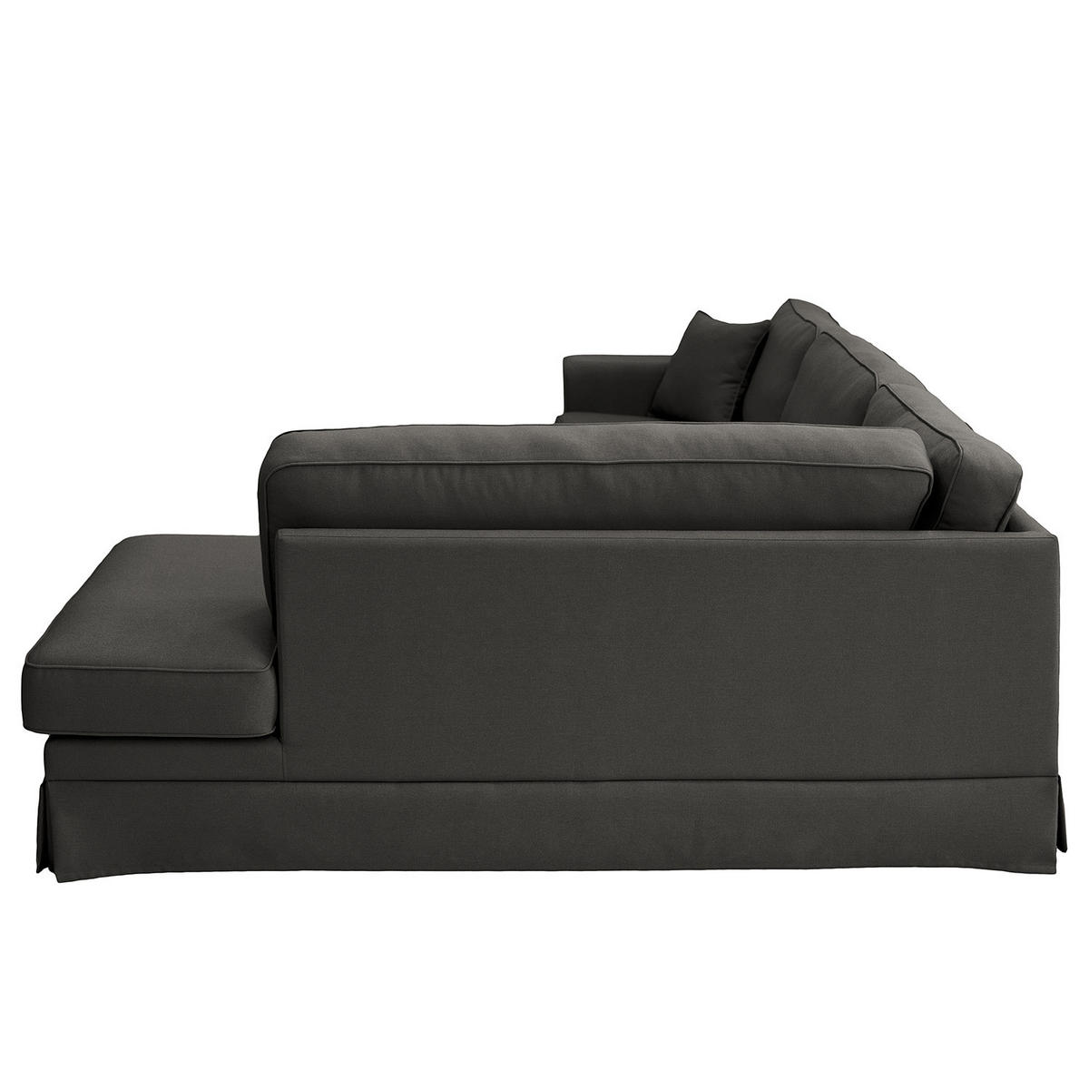 ECKSOFA mit Husse - Ottomane, Webstoff - Anthrazit/Schwarz, Kunststoff/Textil (297/210cm) - home24