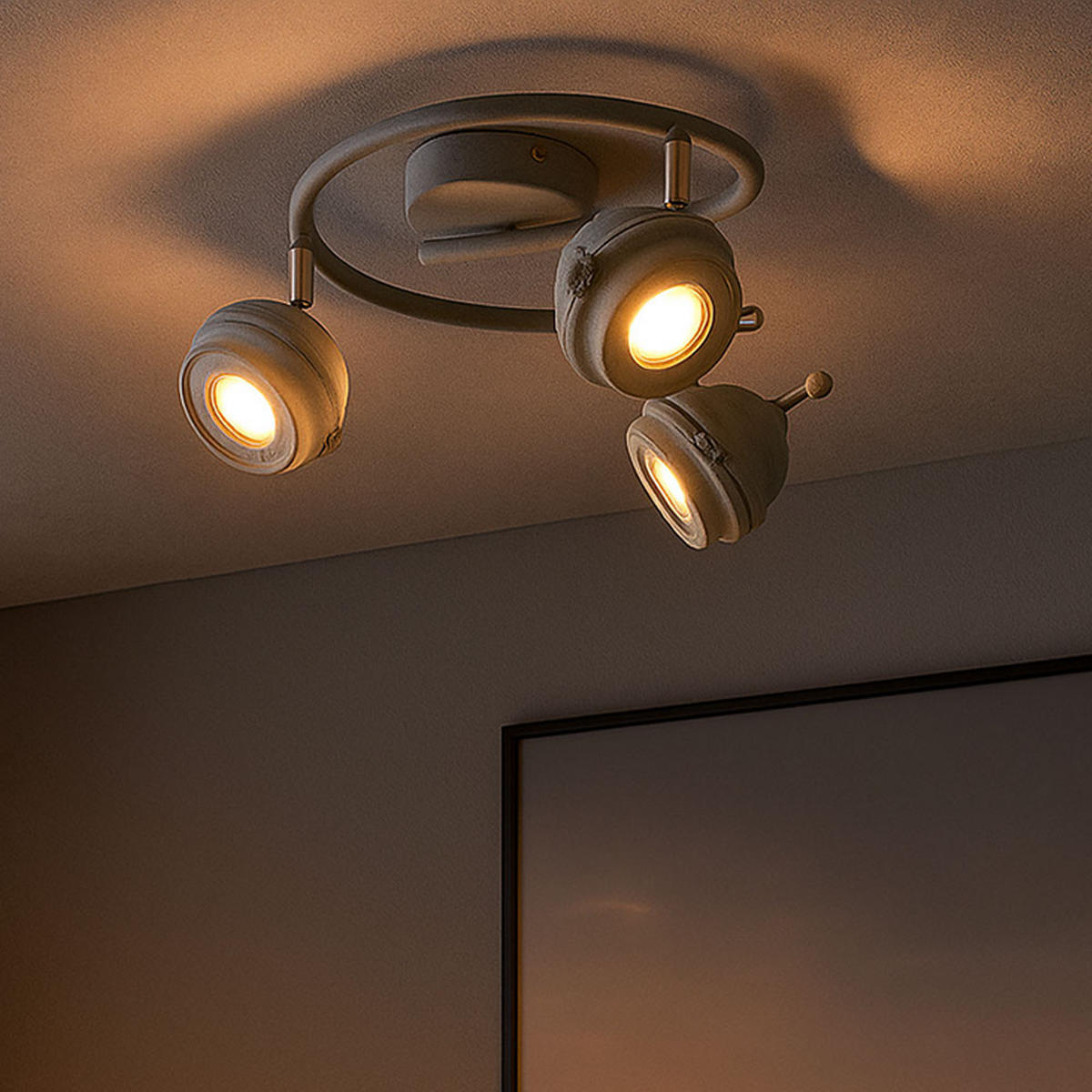 LED DECKENLEUCHTE Metall Grau Antik - Grau, Metall (34/34/16cm) - Globo Lighting