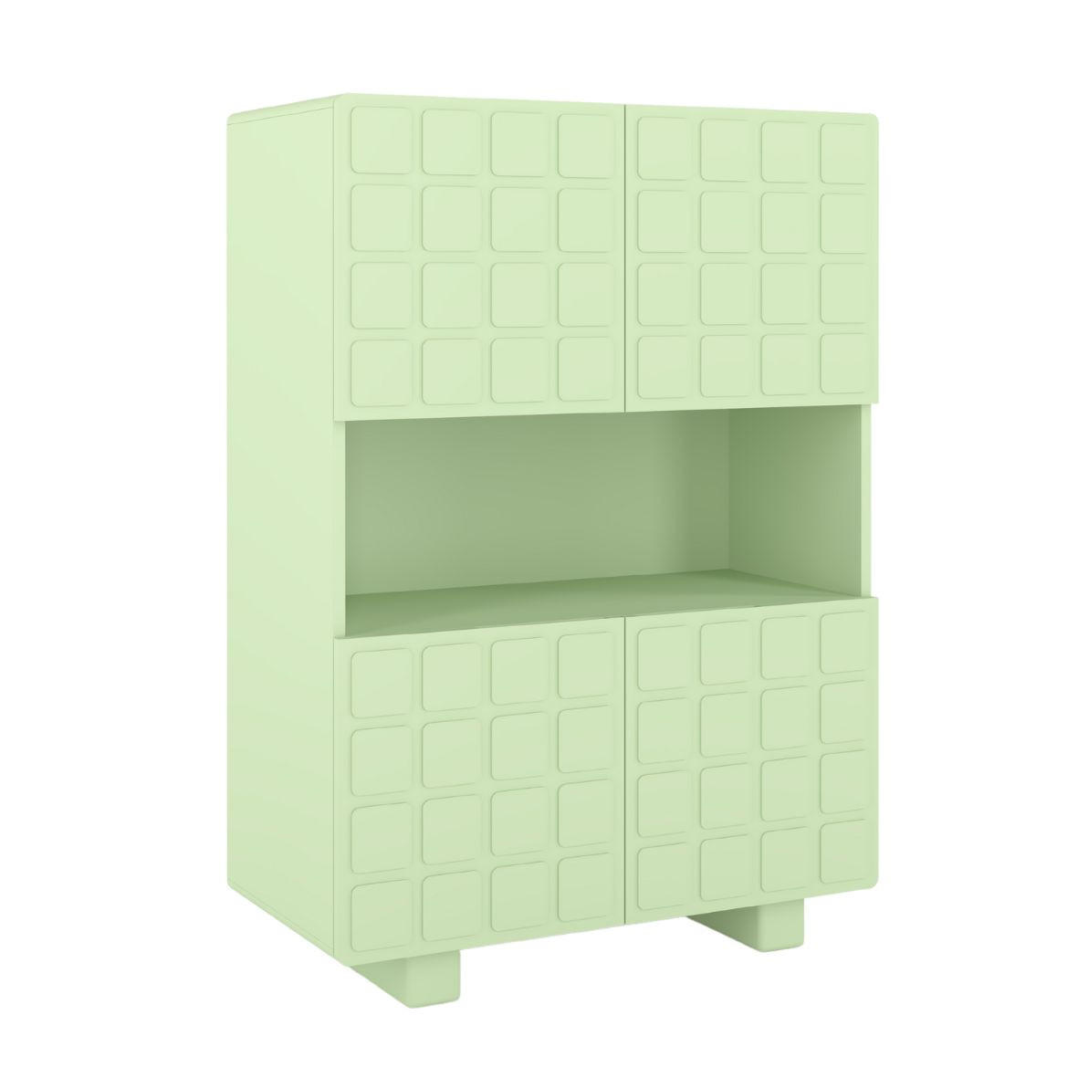 HIGHBOARD Cubo Long, Geometrische 3D Fronten, 85 x 120 cm, Grün - Pastellgrün, Holz/Holzwerkstoff (84.3/120/41.8cm) - Skandica