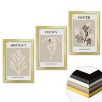 WANDBILDER 3er Set - 20x30 cm Goldrahmen - Blumenmuster beige braun - Goldfarben, Kunststoff (20/30cm) - ArtPrintCave