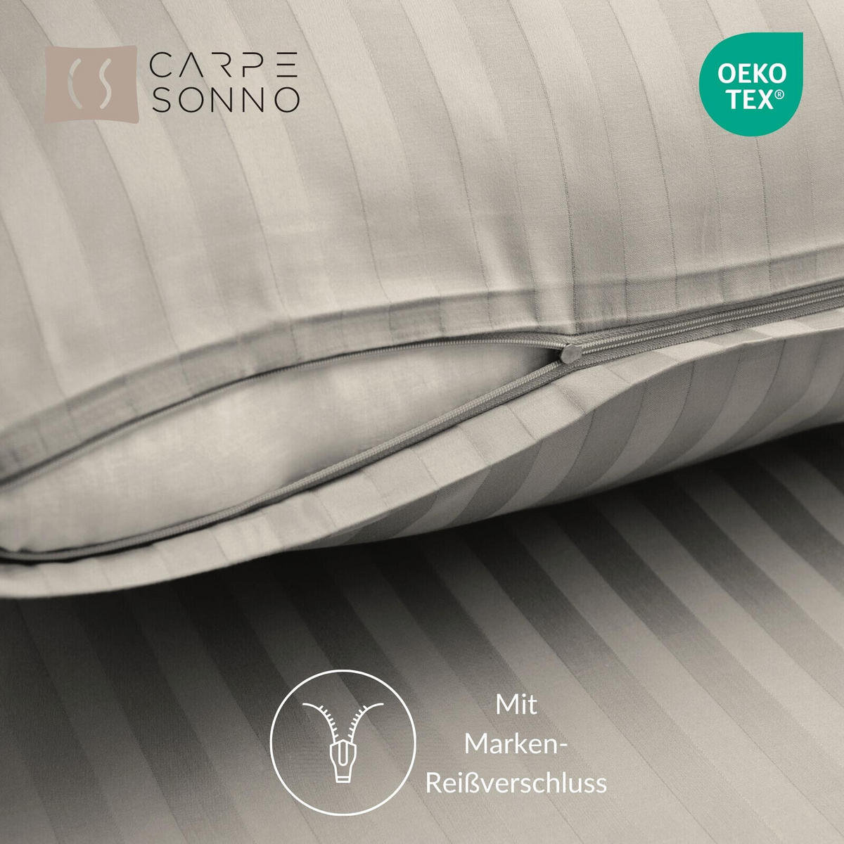 BETTWÄSCHE Damast 135x200 Silber Grau gestreift - Bettbezug aus 100% Baumwolle - Silberfarben, Textil (135/200cm) - Carpe Sonno