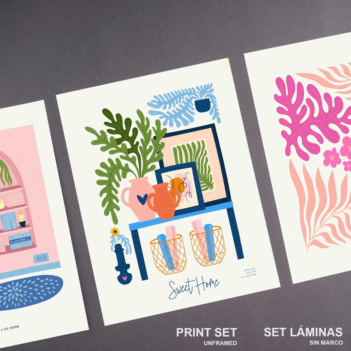 POSTER Set Mit 6 Minimalistischen Süßes Zuhause A3 & A4 Rahmenlos - Klar, Papier (29/3cm) - Nacnic