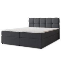BOXBETT MERU 140x200 cm mit Matratze und Topper - Graphitfarben - Graphitfarben, Holz (140/200cm) - MASSENO
