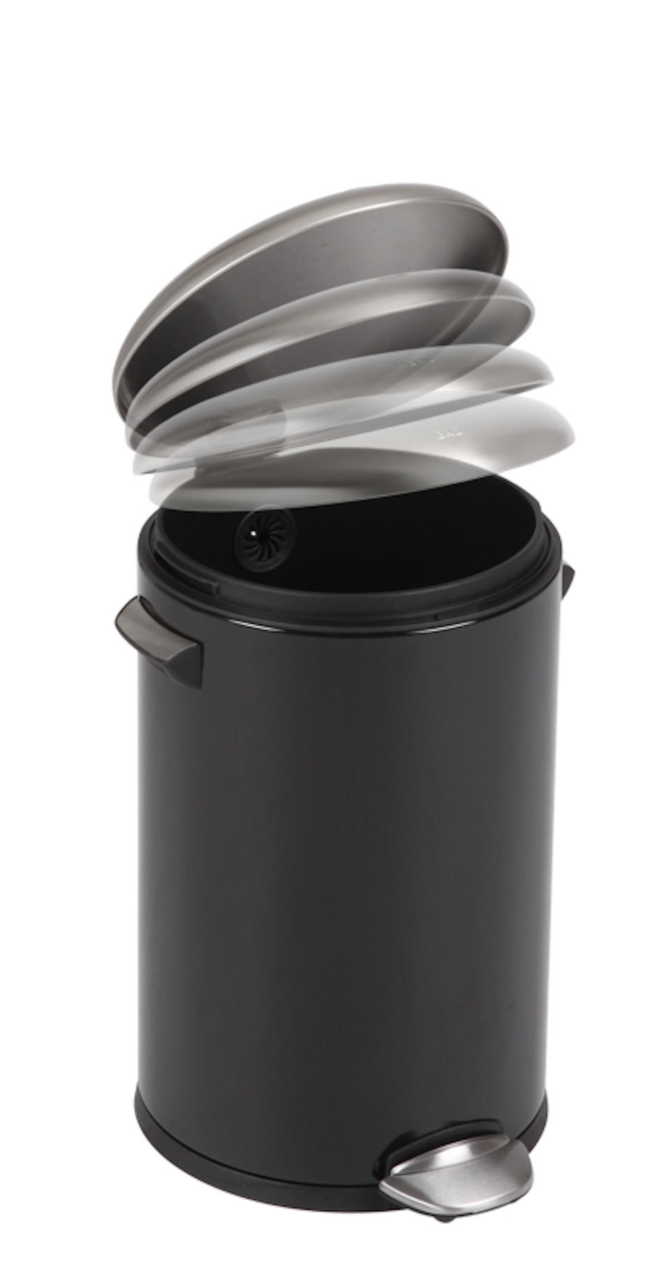 MÜLLEIMER Retro Mit Markanten Griffen und Kugelkappe 12 Liter 41,2 x 25 cm Kunststoff Inneneimer Schwarz - Schwarz, Metall (28.3/41.2/31.9cm) - PROREGAL