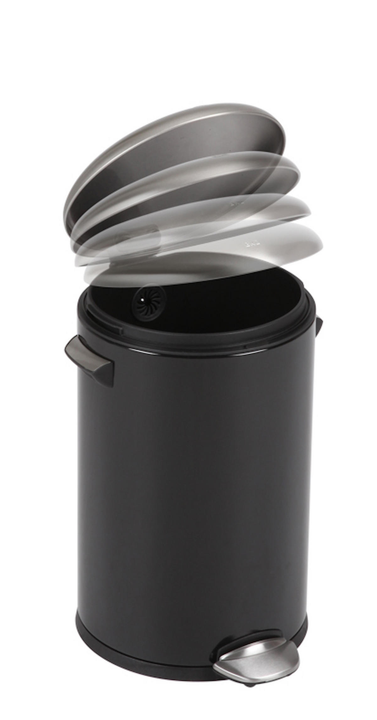MÜLLEIMER Retro Mit Markanten Griffen und Kugelkappe 12 Liter 41,2 x 25 cm Kunststoff Inneneimer Schwarz - Schwarz, Metall (28.3/41.2/31.9cm) - PROREGAL