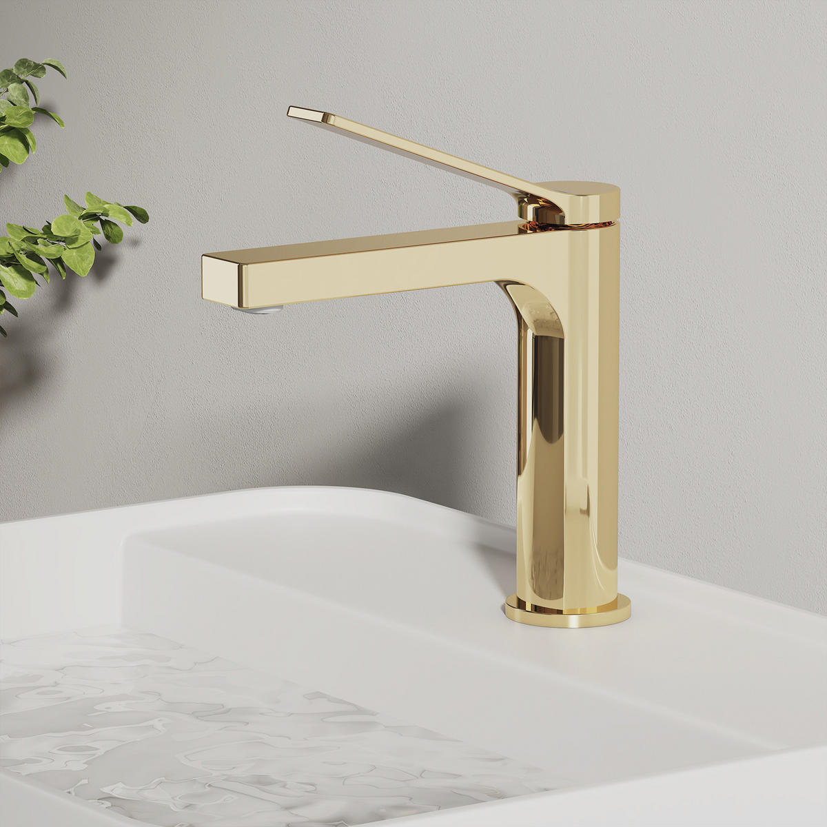 WASCHTISCHARMATUR mit Spulen-Zertifiziertem Filterelement Champagnergold - Goldfarben, Metall (17.3/4.6/19.5cm) - EMKE