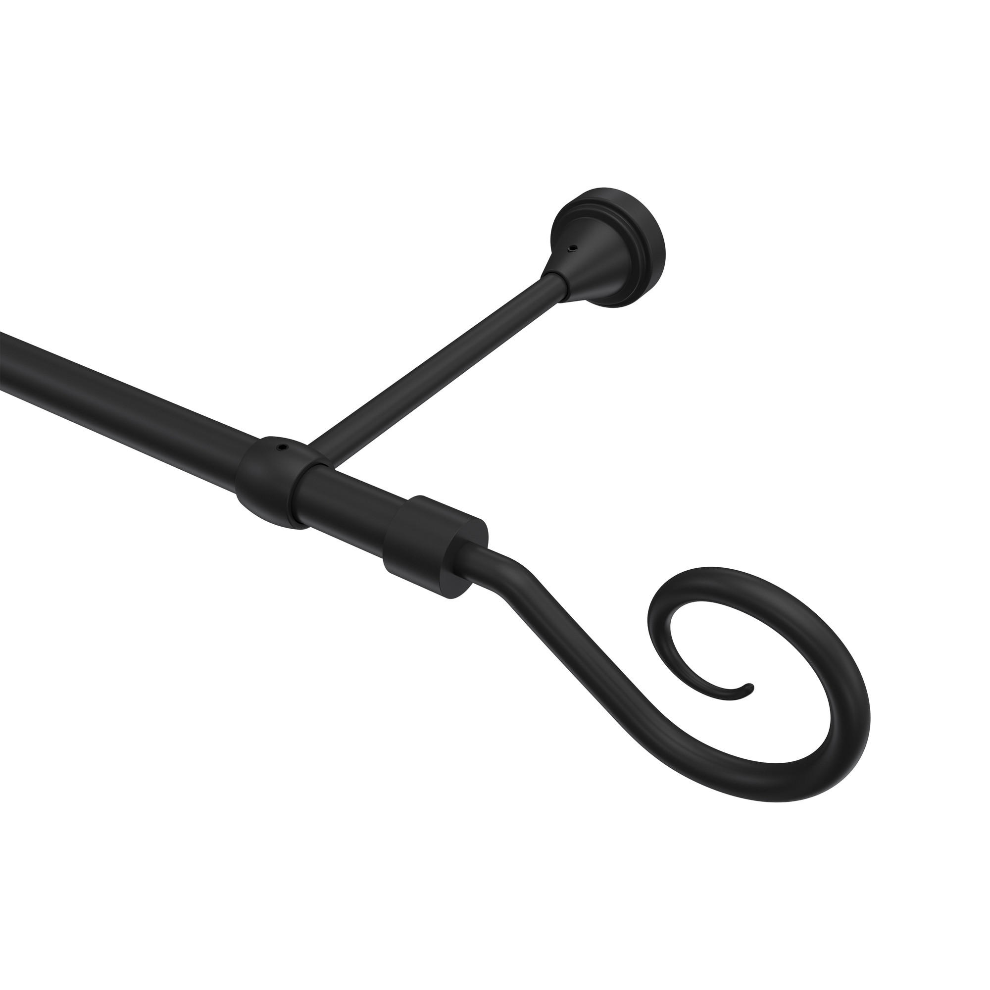 GARDINENSTANGE Primus Allegra 160 cm, 1-läufig (ohne Ringe), 16 mm Ø Schwarz - Schwarz, Metall (160cm) - INTERDECO