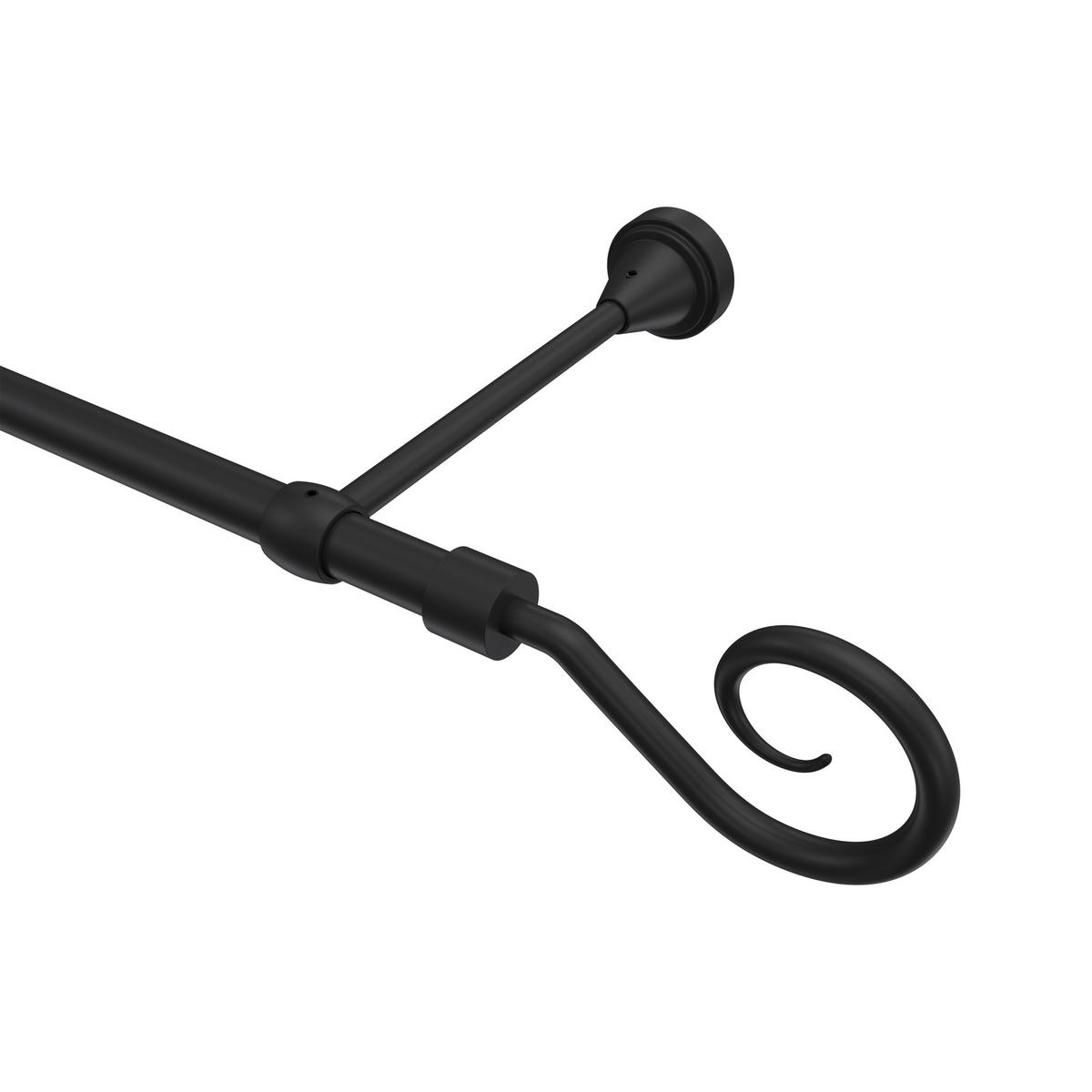 GARDINENSTANGE Primus Allegra 160 cm, 1-läufig (ohne Ringe), 16 mm Ø Schwarz - Schwarz, Metall (160cm) - INTERDECO