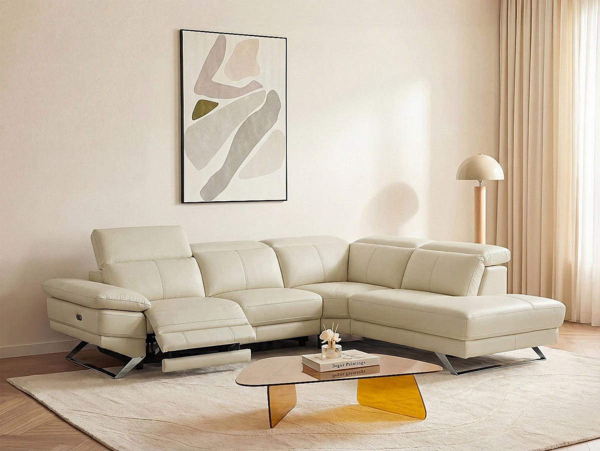 RELAXSOFA - 6 Personen - Leder - Beige - Beige, Leder (299/76/239cm) - Vente-Unique