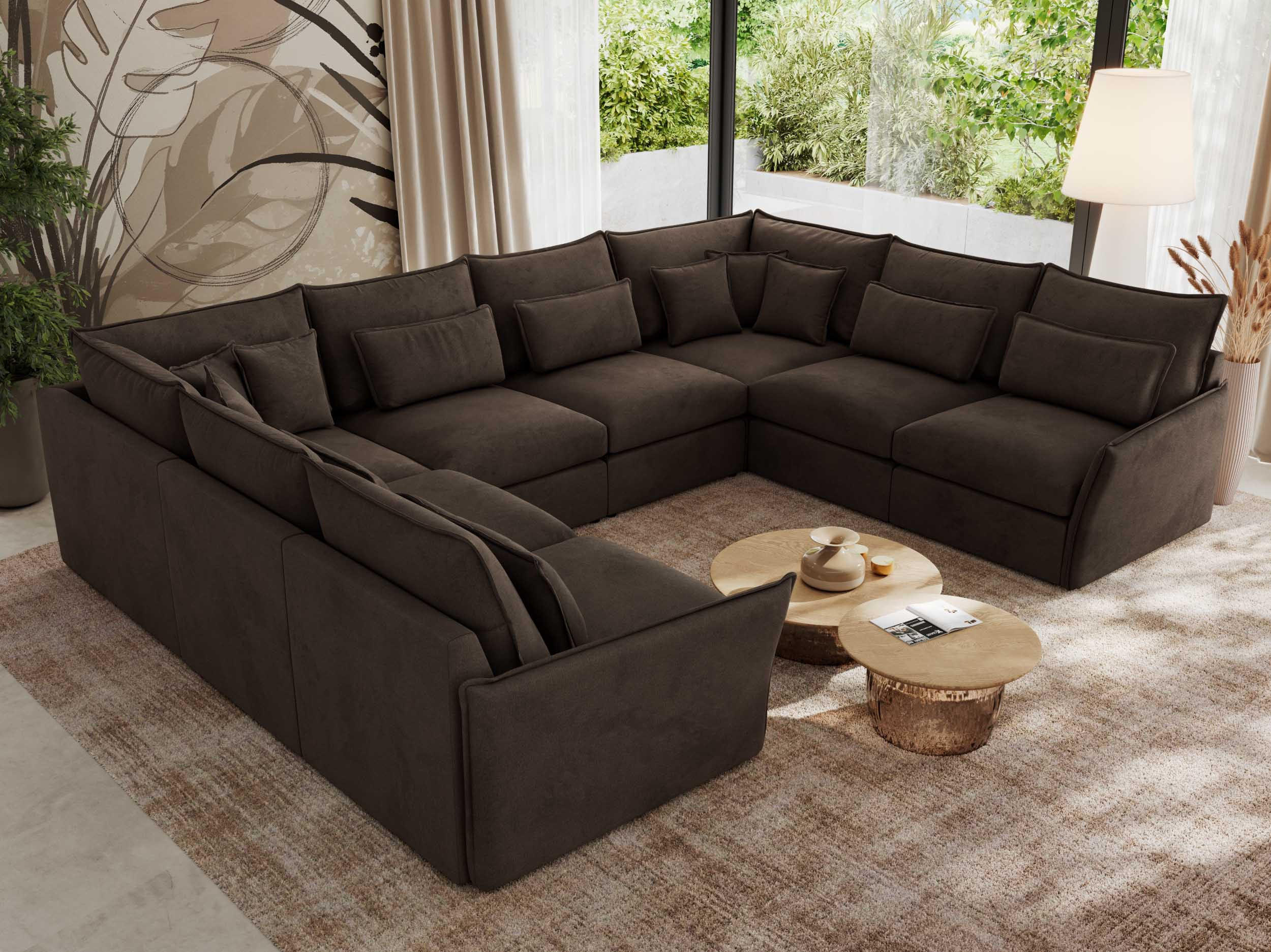 WOHNLANDSCHAFT VERSO U 8M Braun Velvet - Schwarz/Braun, Kunststoff/Textil (362/93/270cm) - MKS